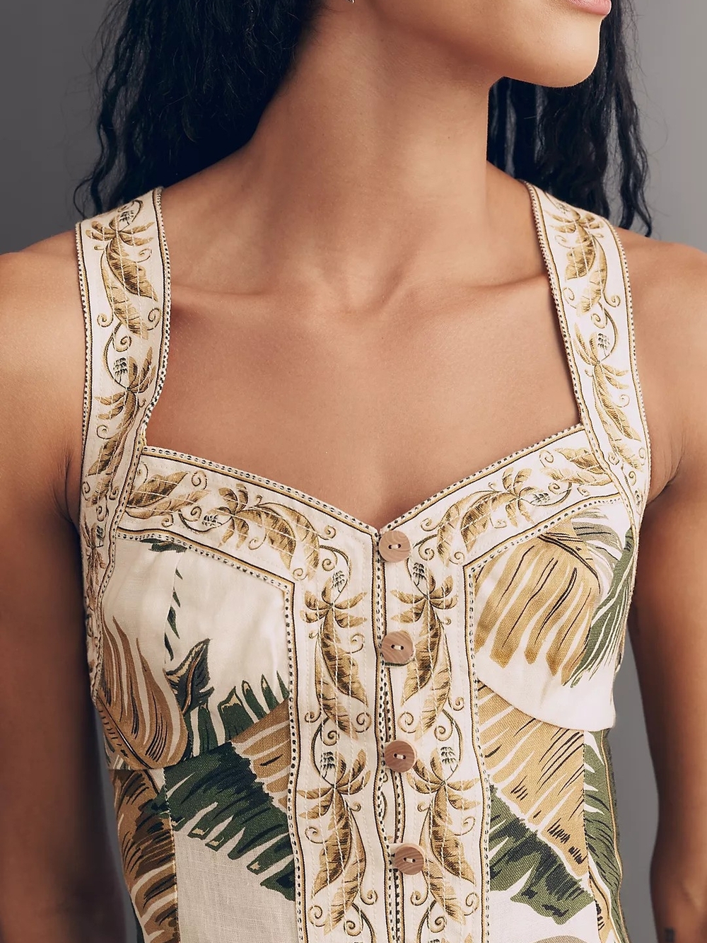 Farm Rio Linen Trancoso Sand Mini Dress